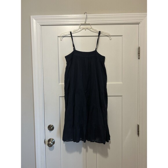 Navy Blue Spaghetti Strap Voluminous Ruffle Sundress Dress Size Small / Medium - Picture 1 of 6